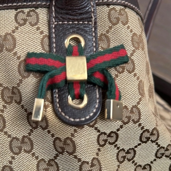 GUCCI in Box Sherry Ophelia Bow Jacquard GG Canvas Zip Tote Bag - VINTAGE - Picture 9 of 10